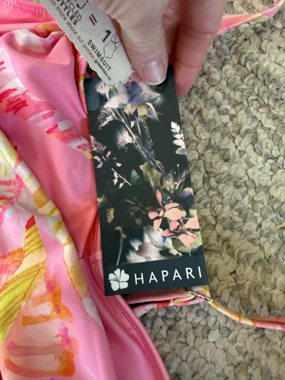 NWT Hapari Pink Tropical Tankini Top Size L Ruched Floral Swim Top - Picture 7 of 10